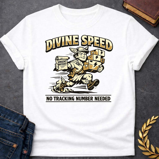 hermes divine speed greek mythology adult t shirt featuring detailed Greek mythology artwork, symbolic design, and bold graphic style