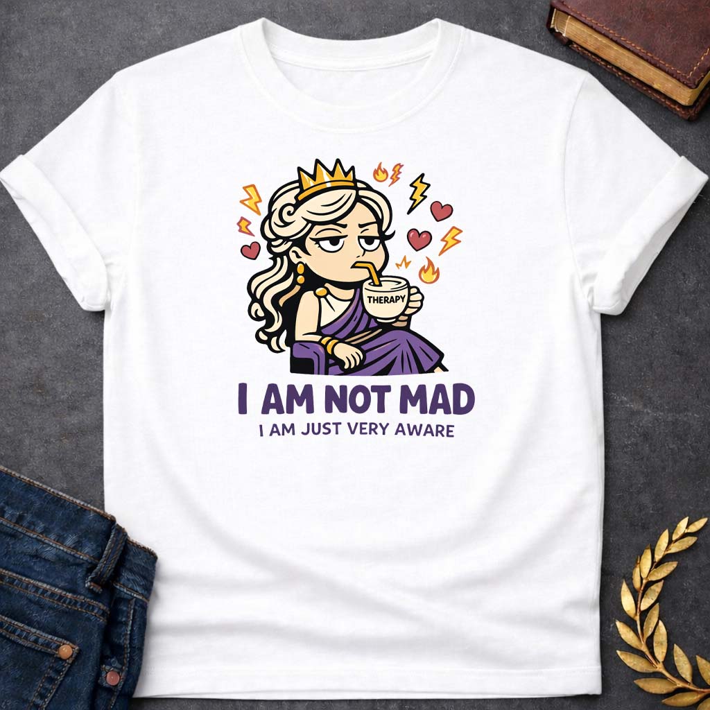 hera i am not mad i am just very aware greek mythology youth t shirt featuring detailed Greek mythology artwork, symbolic design, and bold graphic style