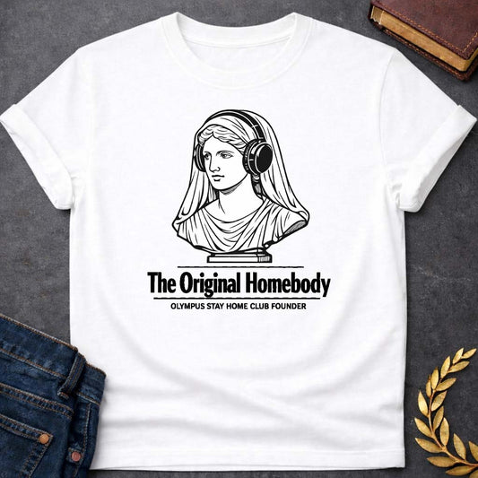 hestia the original homebody greek mythology youth t shirt featuring detailed Greek mythology artwork, symbolic design, and bold graphic style