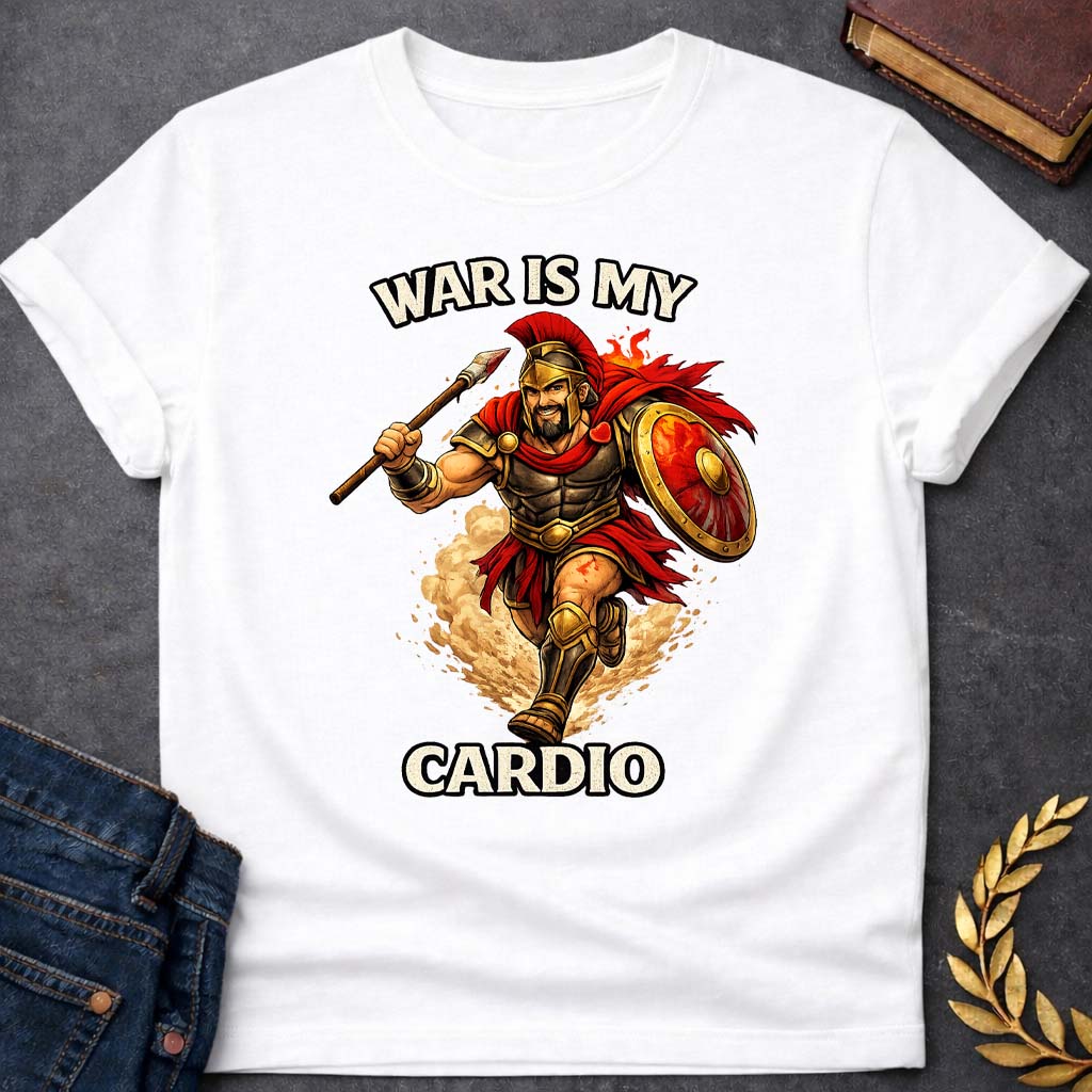 ares war is my cardio greek mythology youth heavy cotton™ tee featuring warrior armor, battle symbolism, god of war Greek mythology design