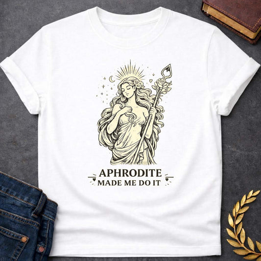 aphrodite made me do it greek mythology youth heavy cotton™ tee featuring detailed Greek mythology artwork, symbolic design, and bold graphic style