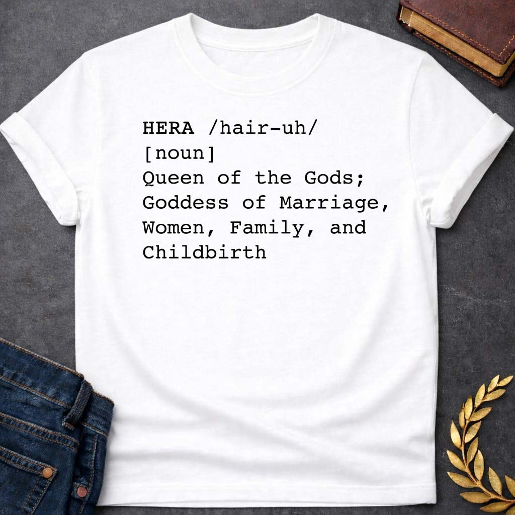 hera dictionary definition greek mythology youth heavy cotton™ tee featuring detailed Greek mythology artwork, symbolic design, and bold graphic style