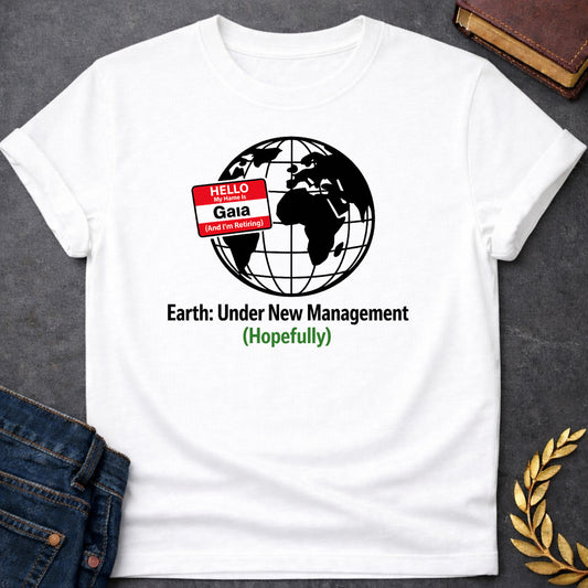Gaia Earth Under New Management Greek Mythology Adult Shirt featuring detailed Greek mythology artwork, symbolic design, and bold graphic style