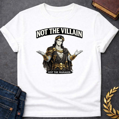 hades not the villain greek mythology adult t shirt featuring underworld king, skull motifs, dark Greek mythology design