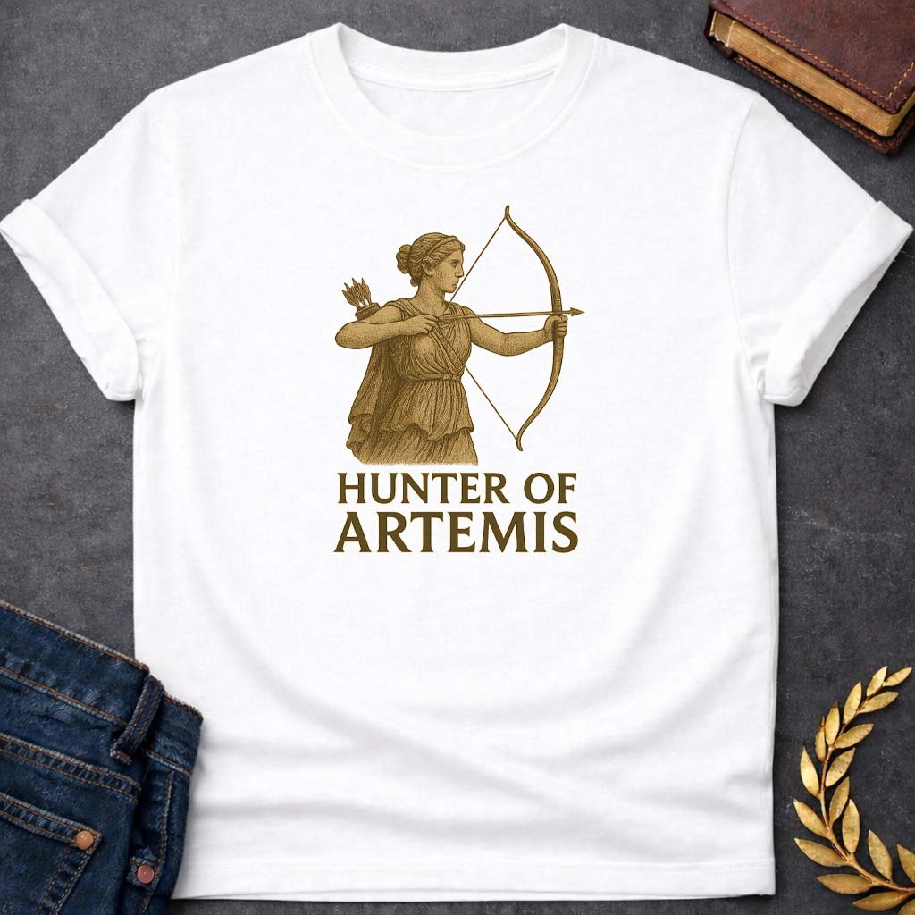 hunter of artemis greek mythology youth t shirt 1 featuring detailed Greek mythology artwork, symbolic design, and bold graphic style