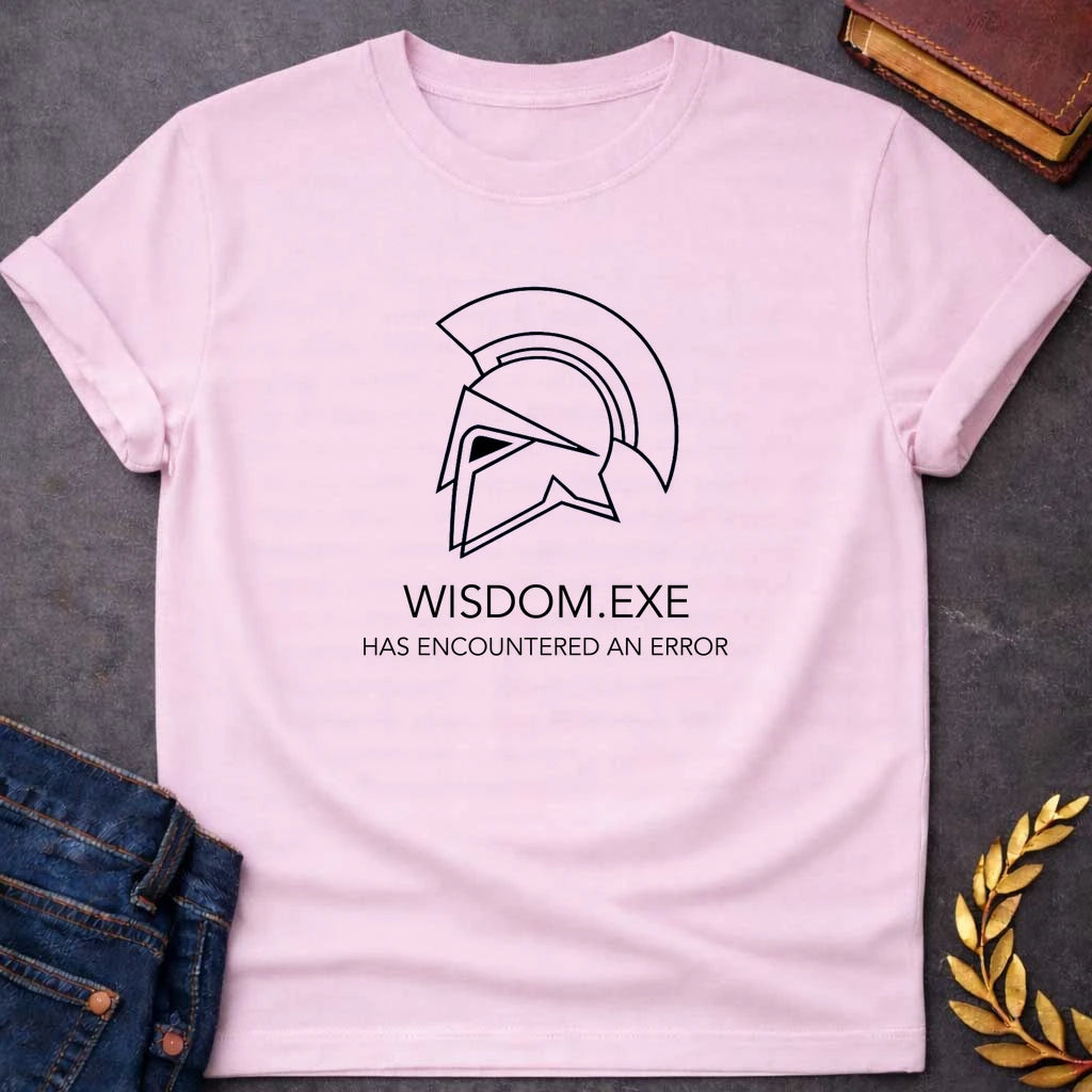 athena wisdom exe has encountered a problem greek mythology youth shirt featuring owl, laurel wreath, wisdom symbolism in vintage Greek mythology design